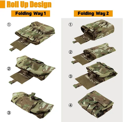 Vista 6 de KRYDEX Molle Dump Pouch Roll-Up Drawstring Magazine Utility Pouch Bolsa plegable MC