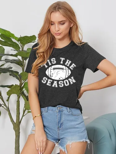 Vista 4 de Camisetas de fútbol para mujer para el día del partido, camiseta gráfica de fútbol domingo, camiseta de fondo