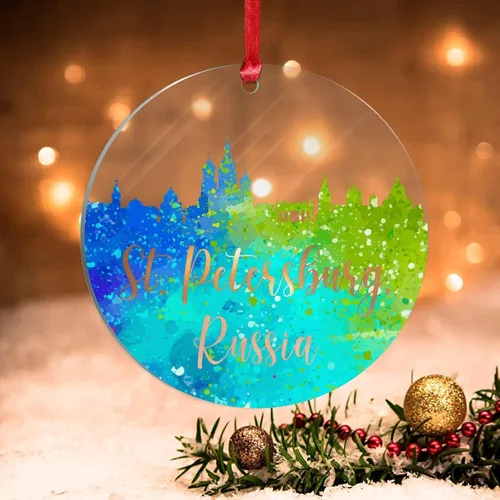 Vista 18 de Países Bajos Rotterdam Adornos de Navidad Países Bajos Rotterdam Acuarela Arte Paisaje urbano Adorno de Navidad Acrílico Colorido Horizonte