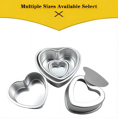 Vista 9 de Juego de 2 moldes para pasteles para el día de San Valentín, 2 moldes de aluminio con forma de corazón de 8 y 6 pulgadas con parte inferior
