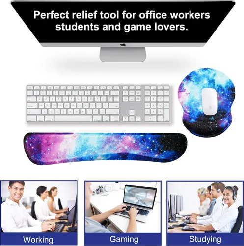 Vista 3 de ArtSo - Reposamuñecas mejorado para el teclado y la alfombrilla del mouse, almohadilla de gel ergonómica con base de goma antideslizante