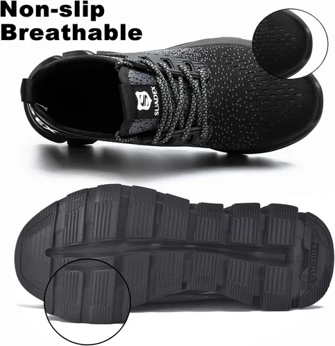 Vista 4 de SUADEX Steel Toe Shoes for Men,Work Safety Indestructible Shoe for Men Women Lightweight Breathable Composite Toe Sneakers with ASTM F2413-18
