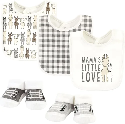 Vista 291 de Hudson Baby Conjunto de babero y calcetines unisex de algodón para bebé