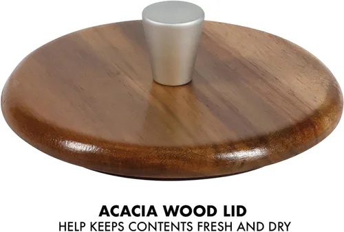 Vista 6 de Babish Bodega de sal de gres con tapa de madera - 4" X 3.5