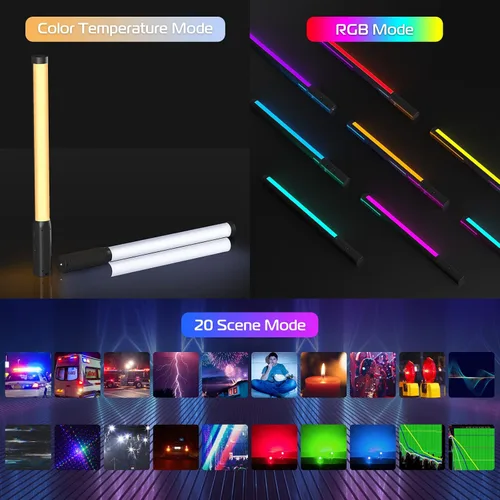 Vista 4 de Varita de luz LED RGB Ulanzi VL119, varita de video RGB de 360° para fotografía, luz cúbica recargable incorporada de 2600mAh, luz de cámara