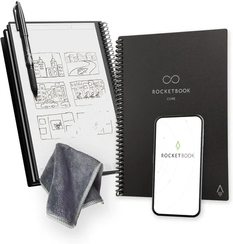 Vista 20 de Rocketbook Core - Cuaderno de espiral reutilizable, tamaño ejecutivo de 6 x 8.8 pulgadas, color negro, páginas punteadas, conectadas a