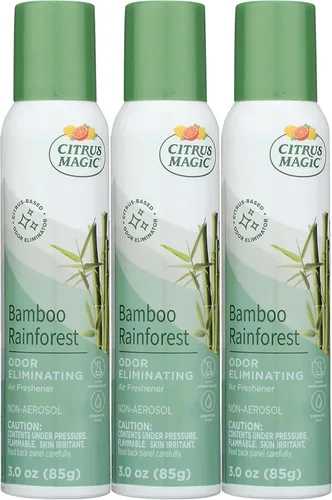 Vista 5 de Citrus Magic Spray ambientador que elimina olores, bosque lluvioso de bambú, 3 onzas, paquete de 3