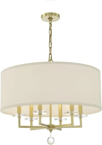 Vista 2 de Crystorama Paxton - Candelabro de latón envejecido con 6 luces, lámpara de techo para pasillo, sala de estar, vestíbulo, casa de campo, lámpara