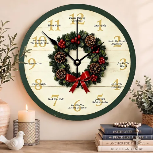 Vista 23 de Reloj de pared con versículo bíblico, con cita religiosa, reloj de madera, texto inspirador cristiano, reloj de madera rústico personalizado