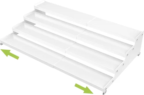 Vista 7 de Jojocross Organizador de especias expandible de 4 niveles para gabinete de cocina, diseño moderno y estante de almacenamiento antideslizante que