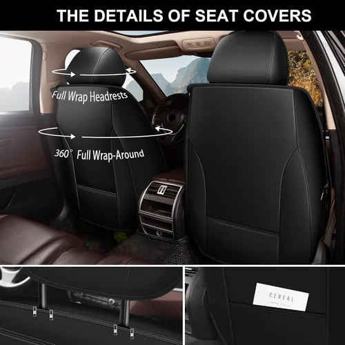Vista 3 de CX-5 - Fundas de asiento delantero de piel sintética para Mazda CX-5 2013-2024 (negro y beige)