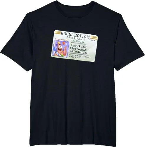 Vista 39 de SpongeBob SquarePants Camiseta con logotipo de Patrick Star Driver License King, Negro
