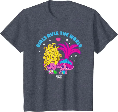 Vista 19 de DreamWorks Trolls Band Together - Camiseta para niñas con leyenda "Rule", diseño Negro