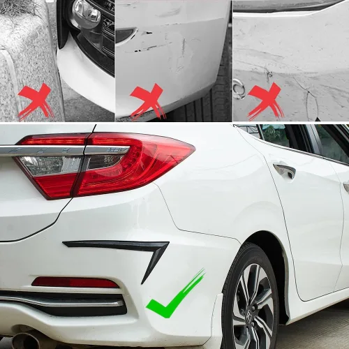 Vista 3 de JSCARLIFE Protector universal de goma para parachoques de automóvil, anticolisión para la parte delantera y trasera del automóvil, protector de Negro