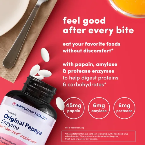 Vista 5 de American Health Enzima de papaya original masticable 250 Chwbls