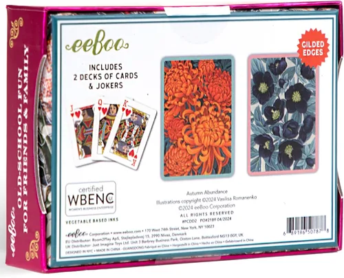 Vista 2 de eeBoo Piece & Love: Autumn Abundance - Naipes para adultos, juego de 2 mazos, mazos tradicionales con Beaufiul Artowrk y bordes dorados, tintas a