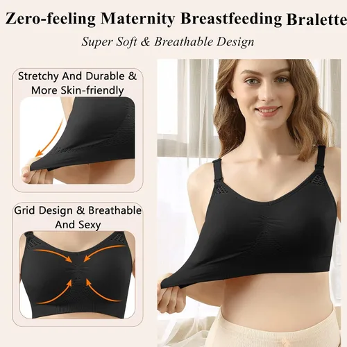 Vista 3 de 4HOW Pumping Bra Hands Free Nursing Pumping aBra All in One Wireless Padded Maternity Bralette for Large Bust