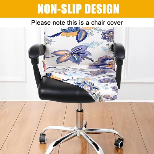 Vista 2 de Smiry fundas elásticas estampadas para silla de oficina de computadora, fundas universales para sillas giratorias de escritorio, extraíbles