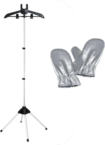 Vista 9 de Colgador con soporte para vaporizador de ropa y guante de planchado de vapor para vaporizar ropa, estante de vaporizador de ropa de mano con mini