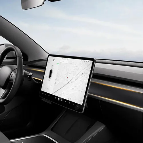 Vista 6 de Cubierta de salpicadero y moldura de puerta para Tesla Model Y/3, color negro mate Negro mate (una pieza)