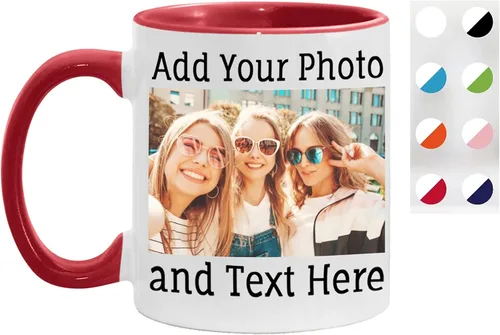 Vista 10 de Taza de café personalizada, taza de café personalizada, taza de cerámica negra de 11 onzas con texto o logotipo, regalo personalizado de doble cara