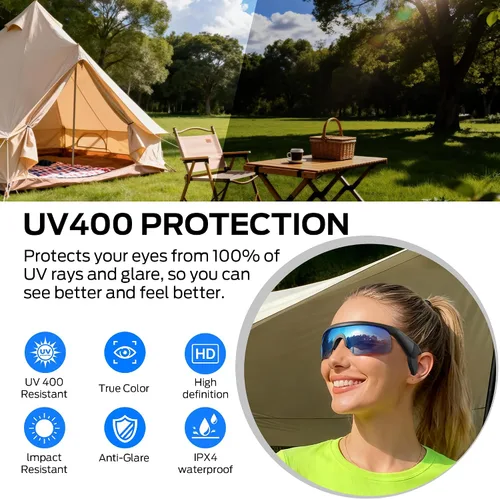 Vista 5 de Monster Gafas Inteligentes, Gafas de Sol Polarizadas con Bluetooth para Hombres y Mujeres, Gafas Deportivas Inteligentes con Micrófono Integrado