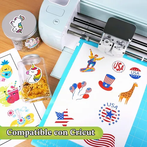 Vista 5 de Lzerking Papel adhesivo de vinilo imprimible mate, 60 hojas, blanco impermeable Sticker Paper for Inkjet & Laser Printers, 8.5" x 11" for DIY