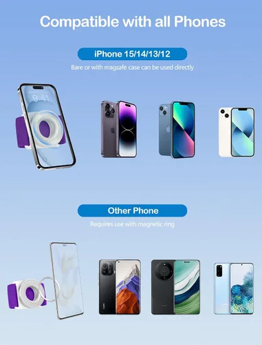 Vista 2 de Soporte de teléfono para correr para iPhone [giratorio de 360° y anticaída mejorado] Soporte magnético para teléfono celular, brazalete compatible