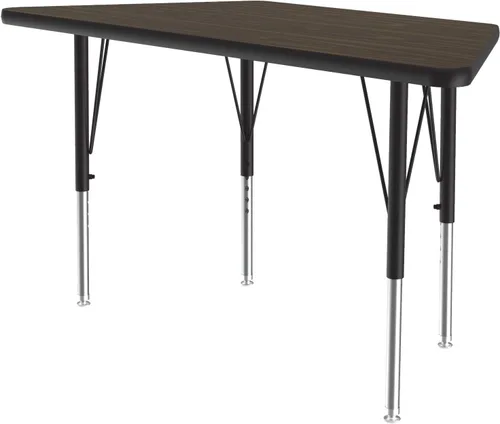 Vista 11 de Correll - Mesa de actividades con forma trapezoidal de 24 x 48 pulgadas, altura ajustable, laminado duradero de alta presión de granito gris Gris