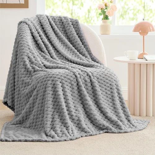 Vista 28 de BEDELITE Manta de forro polar para sofá y cama, manta decorativa de jacquard 3D de almendra, súper suave y acogedora, manta mullida cálida adecuada