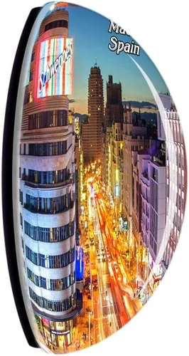 Vista 2 de Spain Street Madrid Imán de nevera 3D Cristal de cristal turístico ciudad viaje recuerdo colección regalo fuerte nevera etiqueta engomada