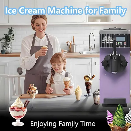 Vista 3 de Máquina de helado comercial con panel LCD y limpieza automática, alto rendimiento para encimera suave servir en servicio de alimentos, púrpura-Bql28