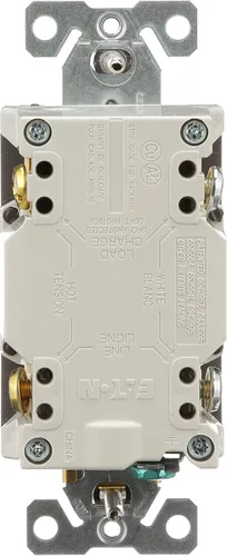 Vista 4 de Eaton GFCI - Receptáculo dúplex de autoprueba 20A -125V con placa de pared de tamaño estándar, color marrón