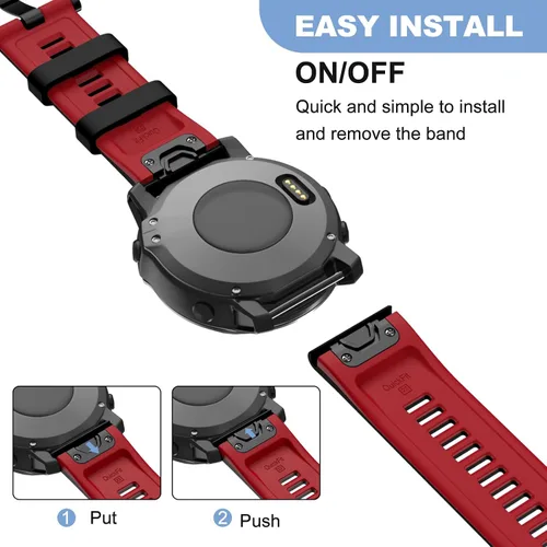 Vista 6 de OVERSTEP Correas de ajuste rápido de 0.866 in para Garmin Fenix 5/Fenix 6/Fenix 7, correa de repuesto de silicona suave compatible con Garmin