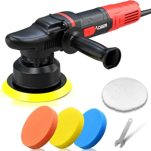 Vista 7 de AOBEN Pulidor rotativo de búfer, 1200 W, 6 pulgadas/7 pulgadas, kit de cera para pulidor de automóvil con 6 velocidades variables de 1000-3500 RPM