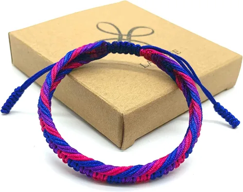 Vista 9 de LAMIBEE Pulsera tibetana con diseño de pansexualidad bisexual LGBT Proud Love Brazaletes de cuerda de amuleto y bohemio para mujeres y hombres