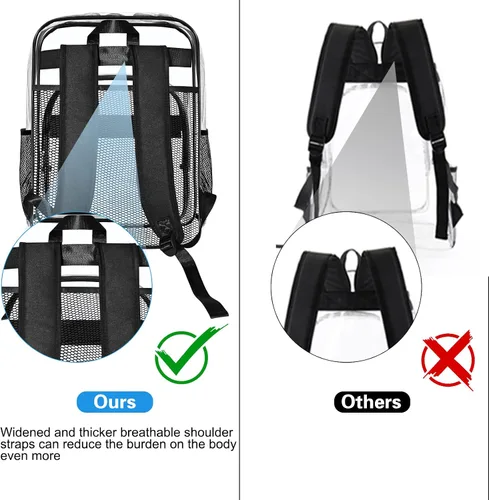 Vista 4 de Mochila transparente, mochila transparente grande y resistente de forma robusta, C-transparente., Grande, Transparente