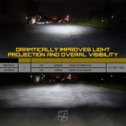 Vista 2 de Xprite Faros LED redondos de 7" compatibles con Jeep Wrangler JK JKU LJ CJ TJ 1997-2018, Hummer H1 H2, faros con anillo de halo aprobados por DOT
