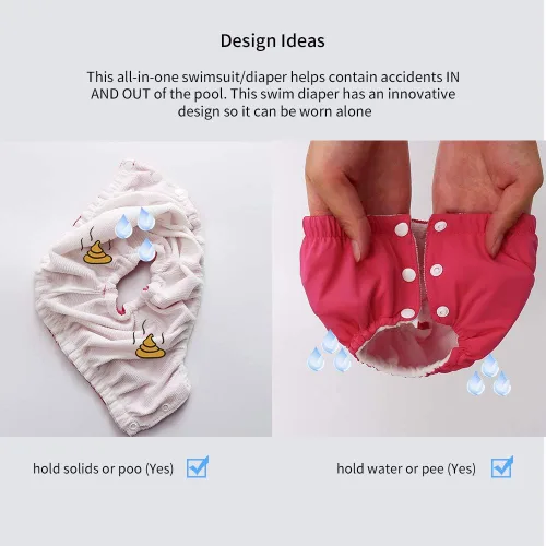 Vista 3 de Pañales de natación reutilizables para bebé, paquete de 2, pantalones lavables para niños y niñas de 0 a 3 años, lecciones de natación, regalos