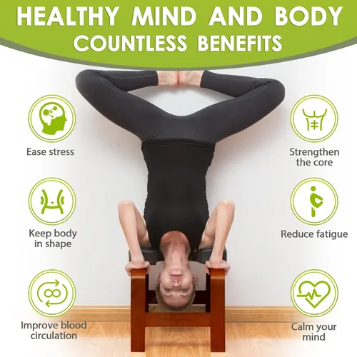 Vista 3 de BODY RHYTHM Banco de yoga para cabeza, silla de inversión para yoga, entrenador de cabeza para aliviar el estrés, mejorar el sueño y la digestión