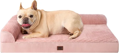 Vista 39 de EHEYCIGA - Cama ortopédica para perros de tamaño mediano, cama de espuma viscoelástica para perros, color beige Small Dog Sofa with Washable