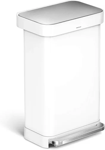 Vista 13 de Simplehuman - Cubo de basura rectangular para cocina de 45 litros / 12 galones, a pedal, con tapa de cierre suave, de acero inoxidable pulido