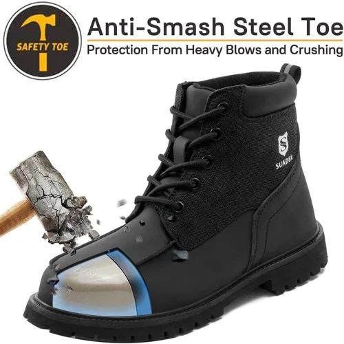 Vista 2 de SUADEX Botas con punta de acero para hombre, impermeables, zapatos de trabajo unisex indestructibles