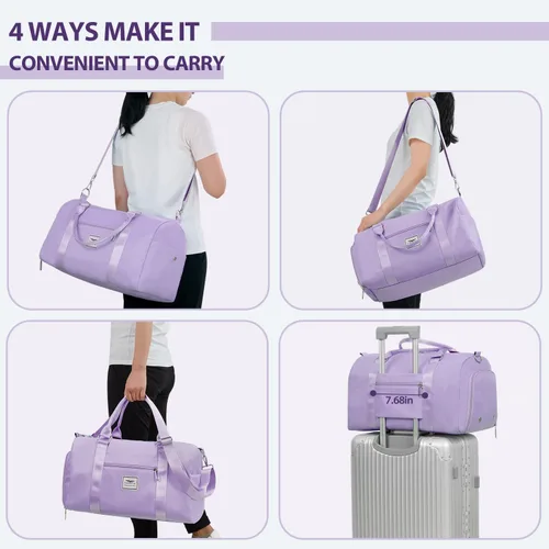 Vista 6 de FIORETTO Bolsa de viaje de fin de semana para mujer, Púrpura claro