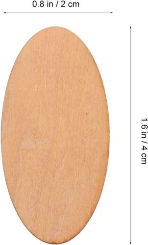 Vista 6 de 60 piezas de recortes de madera sin acabar, piezas de madera ovaladas, discos de madera, rebanadas para manualidades, boda, Navidad, adornos