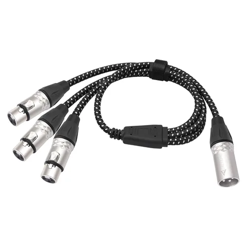 Vista 9 de Cable divisor en Y de 3 pines XLR macho a 3 hembras, divisor XLR de 3 vías, 1 macho a 3 hembras, micrófono de audio de tres entradas y una salida, 2