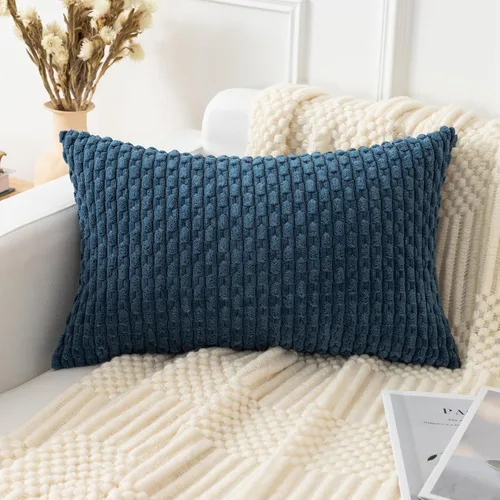 Vista 20 de UGS UGASA - Funda de almohada decorativa de pana suave de 18 x 18 pulgadas, funda de almohada cuadrada a rayas estilo bohemio para sofá, sala