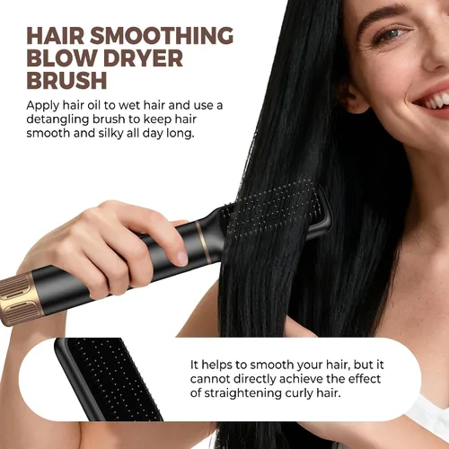 Vista 7 de UKLISS Cepillo secador de pelo 6 en 1 y moldeador de aire, cepillo profesional con pantalla LCD, multiestilizador para volumen y brillo, calor