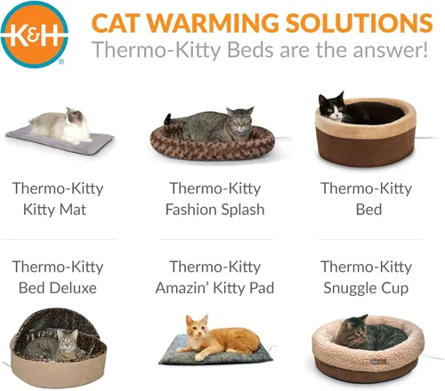 Vista 9 de K&H Pet Products Cama térmica para gatos, cueva térmica para gatos grandes, cama climatizada para mascotas para perros y gatos, tienda de campaña