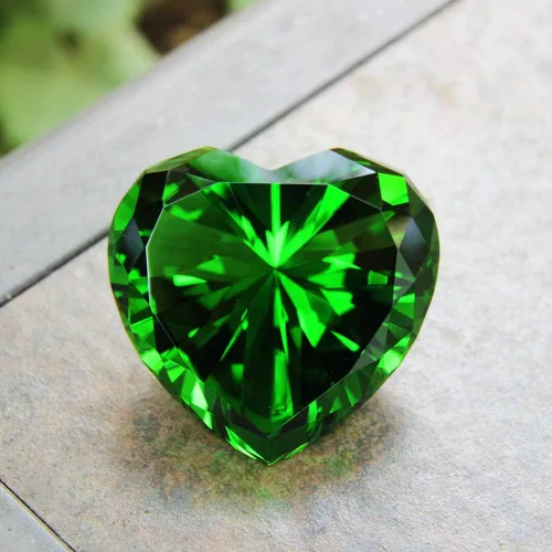 Vista 5 de Crystal Diamonds Heart (verde) PAPERWEIGHT, Gratis Personalizado Grabado Personalizado